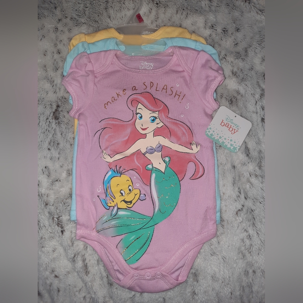 Disney Princesses Baby Girls 3 Pk Bodysuit Set Creeper Layette 18 M One piece